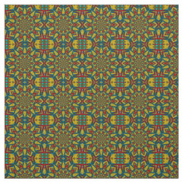 Red Teal Gult Modern Ethnic Textile Tribal Print Tyg