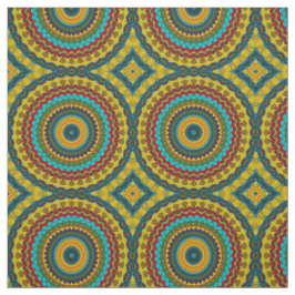 Red Teal Gult Modern Ethnic Textile Tribal Print Tyg
