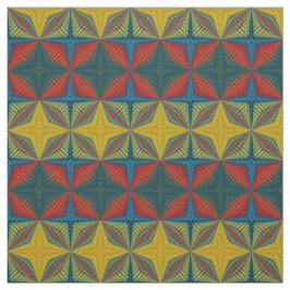 Red Teal Gult Modern Ethnic Textile Tribal Print Tyg