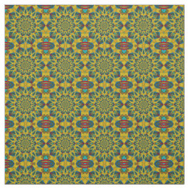 Red Teal Gult Modern Ethnic Textile Tribal Print Tyg