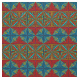 Red Teal Gult Modern Ethnic Textile Tribal Print Tyg