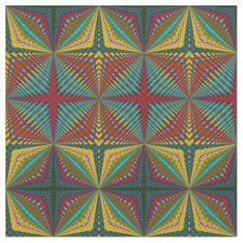 Red Teal Gult Modern Ethnic Textile Tribal Print Tyg