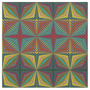 Red Teal Gult Modern Ethnic Textile Tribal Print Tyg