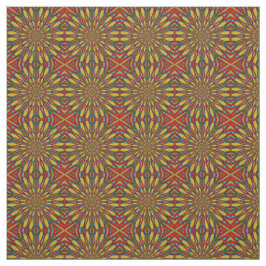 Red Teal Gult Modern Ethnic Textile Tribal Print Tyg