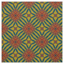 Red Teal Gult Modern Ethnic Textile Tribal Print Tyg