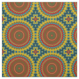 Red Teal Gult Modern Ethnic Textile Tribal Print Tyg