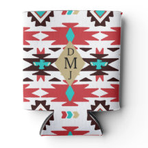 Red Teal Monogram Native American Vision