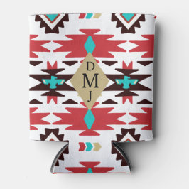 Red Teal Monogram Native American Vision