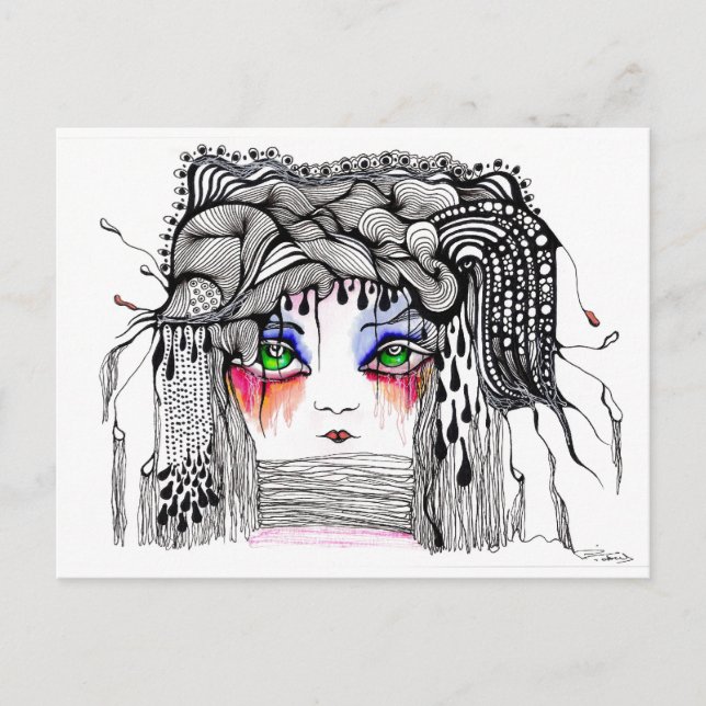 Red Tear Girl Vykort (Framsida)