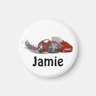 Red Tecknad Car Magnet