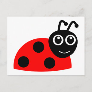 Red tecknad ladybug vykort
