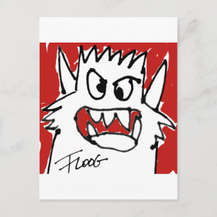 Red Tecknad Monster Vykort