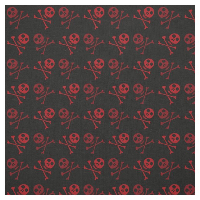 Red Tecknad Skull Mönster Tyg (Provkarta)