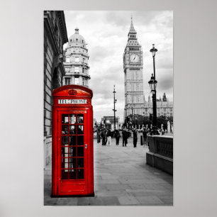 Red Telefon Big Ben London Landscape Poster