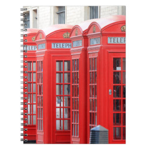 Red Telphone Booths of London Anteckningsbok Med Spiral