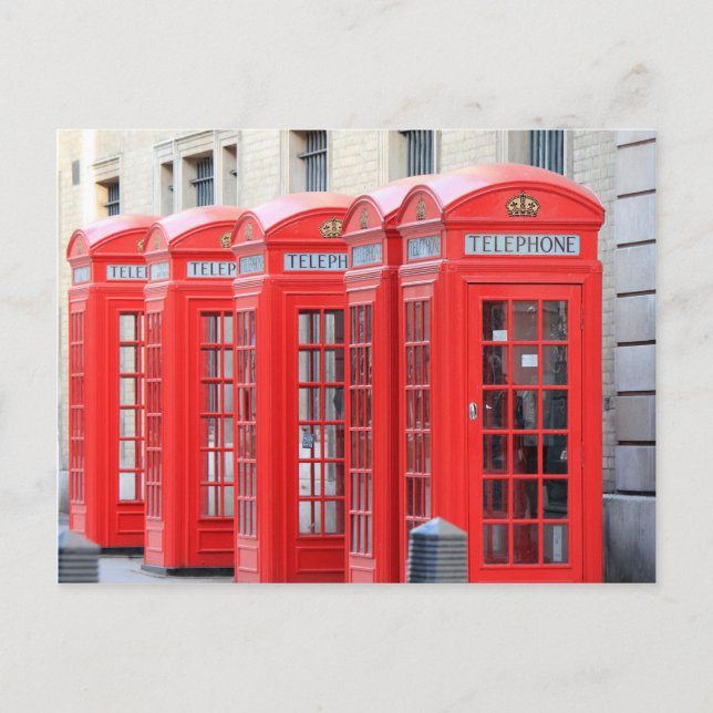 Red Telphone Booths of London Vykort (Framsida)