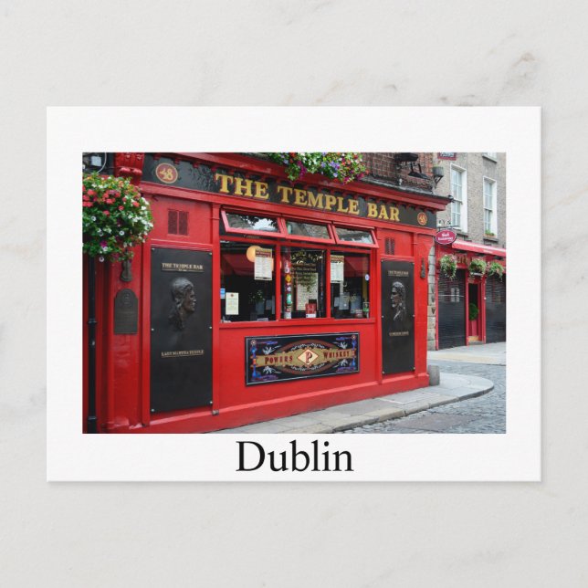 Red Temple Pub pub i Dublin vycard med text Vykort (Framsida)