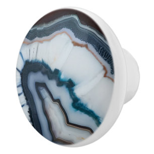 Red Terracotta White Black Blue Agate Geode Knopp