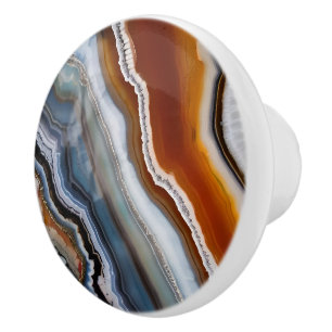 Red Terracotta White Black Blue Guld Agate Geode Knopp
