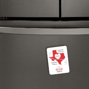 Red Texas Curling Ribbon Spara datum Magnet
