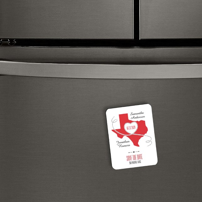 Red Texas Curling Ribbon Spara datum Magnet (Skapare uppladdad)