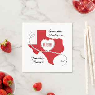Red Texas Curling Ribbon WedDate Pappersservett