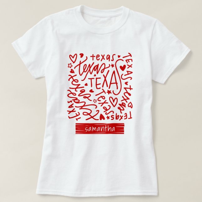 Red Texas Doodle Mönster T Shirt (Design framsida)