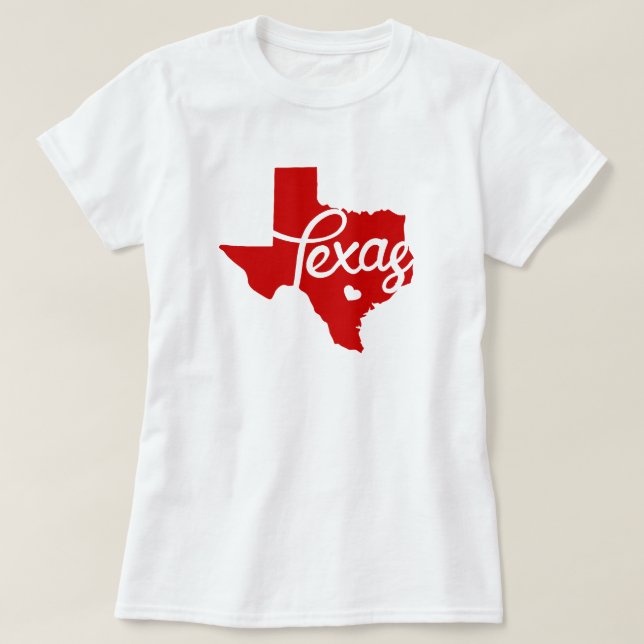 Red Texas Heart T Shirt (Design framsida)