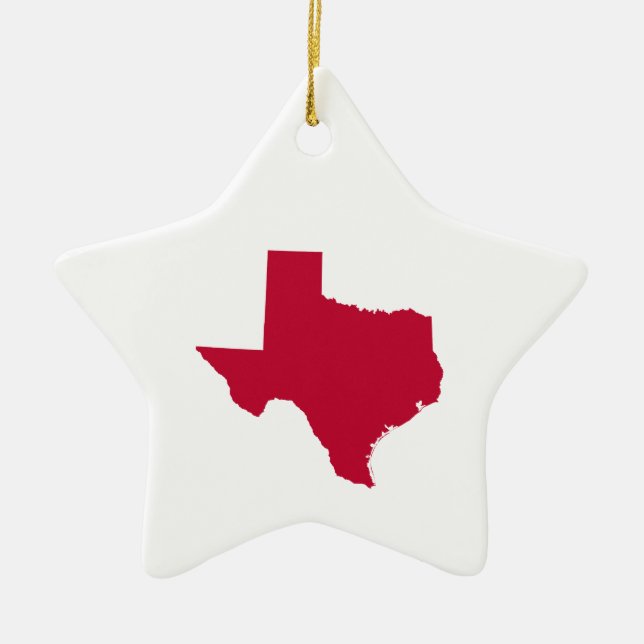 Red Texas Karta Shape Blank Julgransprydnad Keramik (Framsidan)