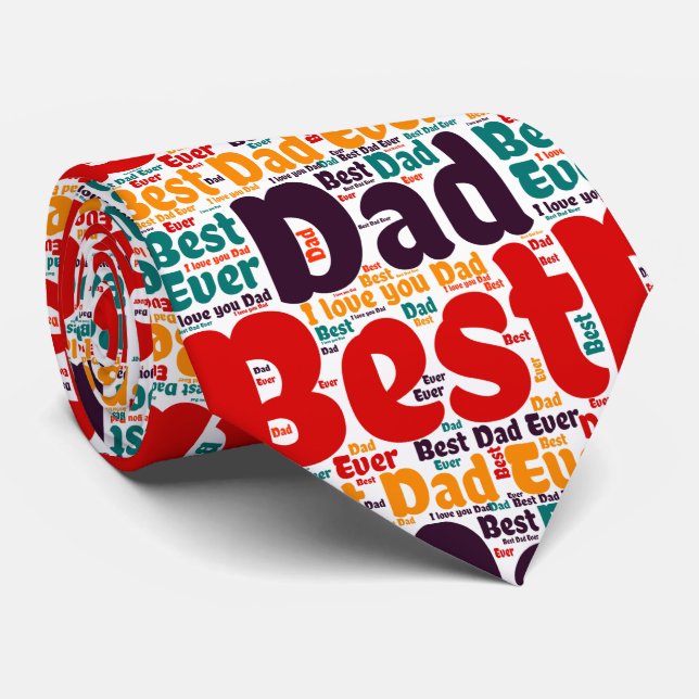Red Text Best Pappa någonsin Slips (Rullad)
