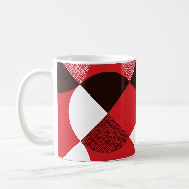Red Textured Diagonal Dynamic Mönster Kaffemugg (Vänster)