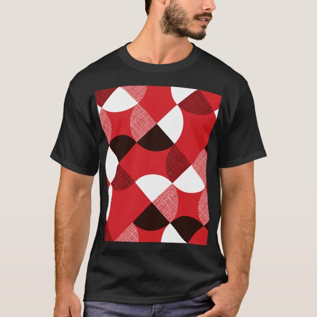 Red Textured Diagonal Dynamic Mönster T Shirt (Framsida)