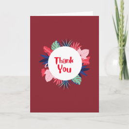 Red Thank You card with tropical flowers Kort