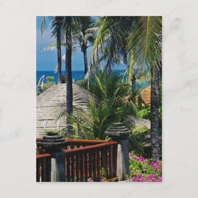 Red Thatched Huts vid stranden, Nusa Dua, Bali, In Vykort (Framsida)