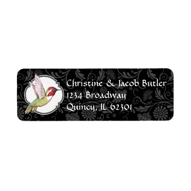 Red Throated Hummingbird Return-adressetikett Returadress Etikett (Framsidan)