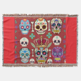 Red Throw - Large Rug - Gothic Skull -  Filt