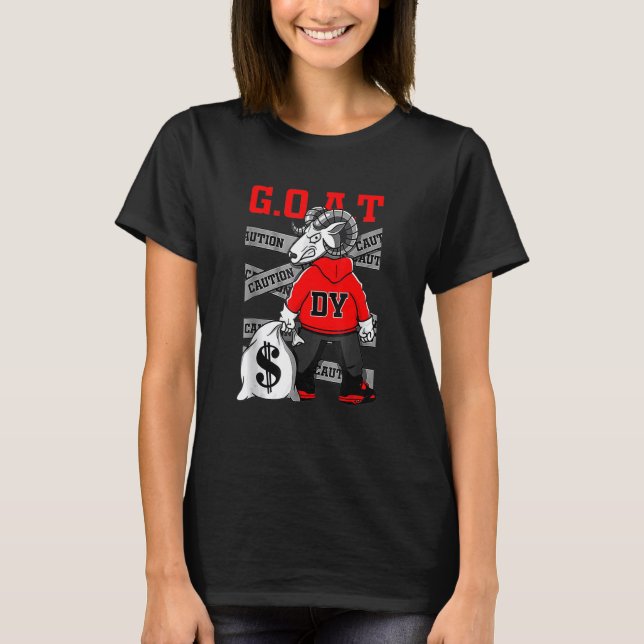 Red Thunder 4s to Match Money Streetwear Graphic T Shirt (Framsida)