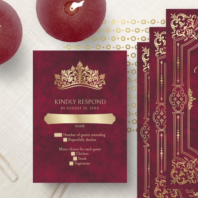 Red Tiara Krona Elegant Quinceanera OSA Kort (Skapare uppladdad)