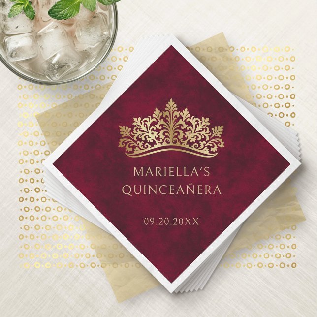 Red Tiara Krona Elegant Quinceanera Pappersservett (Skapare uppladdad)