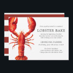 Red Tide | Lobster Bake Birthday | Red Rand Inbjudningar<br><div class="desc">En uppsättning av inbjudningar till hummerboil-födelsedagskalender för nästa skaldjursrelaterade barbecue eller party. De här inbjudningarna innehåller enkel svart text med kol, tillsammans med en unik illustration med vattenfärgen stil Deep Red som är centrerad åt sidan. På inbjudets baksida finns en rand djup Deep Red färg. Alla inslag i det här...</div>