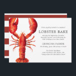 Red Tide | Lobster Bake Birthday | Red Rand Inbjudningar<br><div class="desc">En uppsättning av inbjudningar till hummerboil-födelsedagskalender för nästa skaldjursrelaterade barbecue eller party. De här inbjudningarna innehåller enkel svart text med kol, tillsammans med en unik illustration med vattenfärgen stil Deep Red som är centrerad åt sidan. På inbjudets baksida finns en rand djup Deep Red färg. Alla inslag i det här...</div>