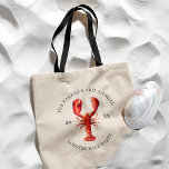 Red Tide| Lobster Bake/Boil Tygkasse<br><div class="desc">Personlig Lobster temed tote bags för nästa Lobster Bake Party eller skaldjursevenemang.  Den har en vattenfärgsformaterad illustration av en hummer. Omkring detta är punkter för din unika händelseinformation.</div>