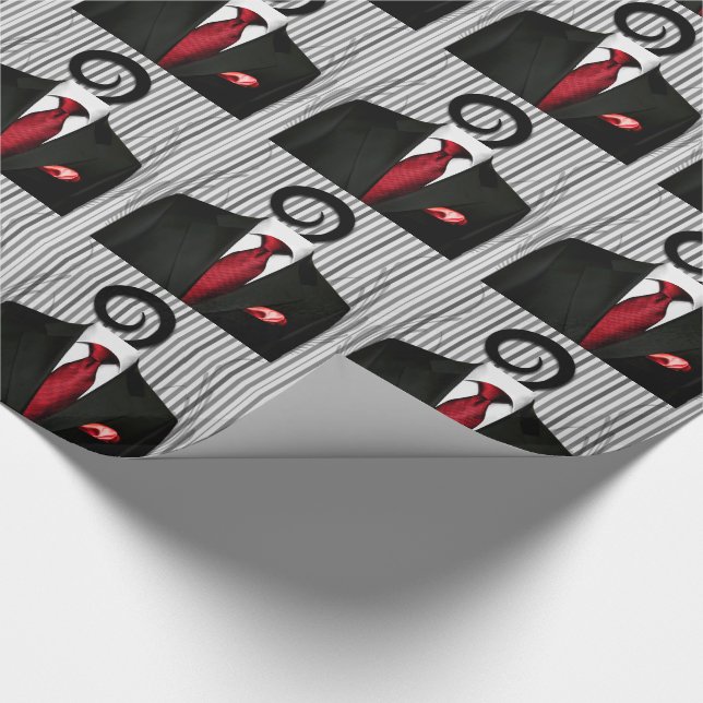 Red Tie Black Bröllop Tux för Groomsman Presentpapper (Hörn)