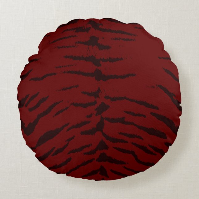 Red Tiger Digital Print Rund Kudde (Framsidan)