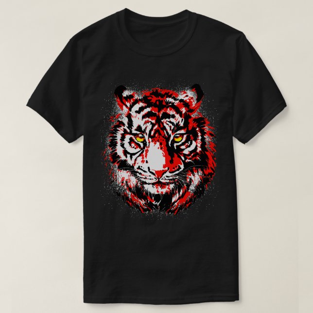 Red Tiger Head Realistic Tiger Ögon T Shirt (Design framsida)