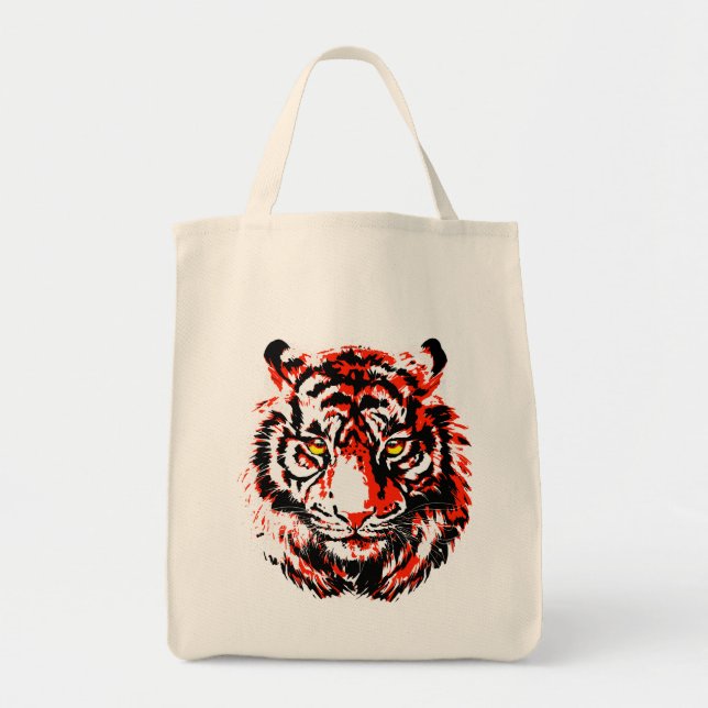 Red Tiger Head - Tiger Tote Bag Tygkasse (Framsidan)