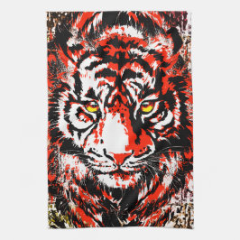 Red Tiger Head Towel - Tiger Kitchen Towel Kökshandduk
