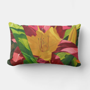 Red Tiger Lily blommigt-målning, Lumbarkudde