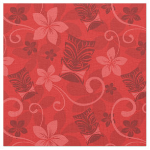 Red Tiki Masks Hawaiian Tyg
