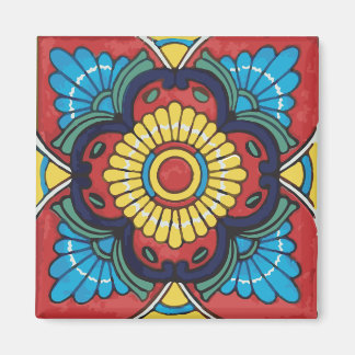 Red tile mexican talavera ceramics magnet